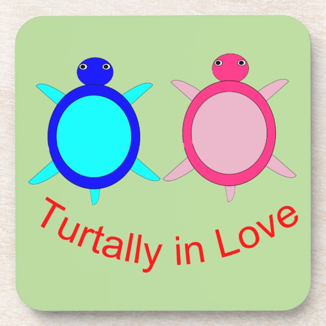 Niedlich Turtle Couple Getränkeuntersetzer (Vorderseite)