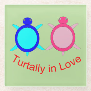 Niedlich Turtle Couple Glasuntersetzer