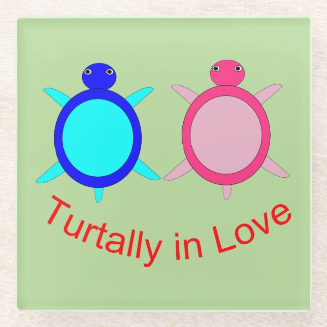Niedlich Turtle Couple Glasuntersetzer (Vorderseite)