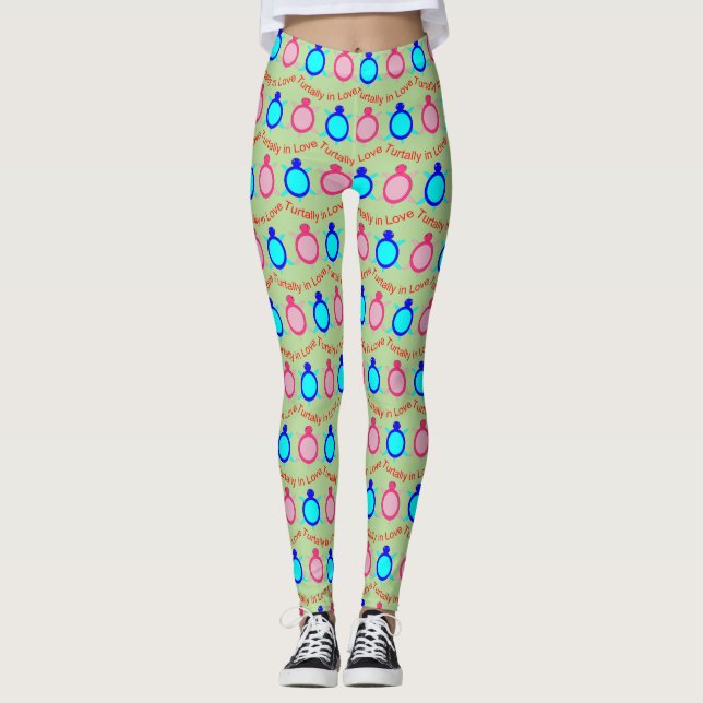 Niedlich Turtle Couple Leggings (Vorderseite)