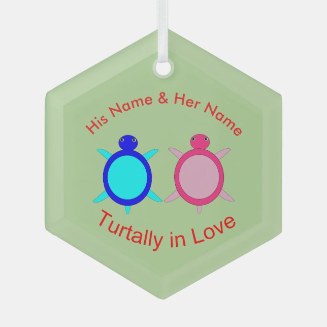 Niedlich Turtle Couple Ornament Aus Glas (Vorderseite)