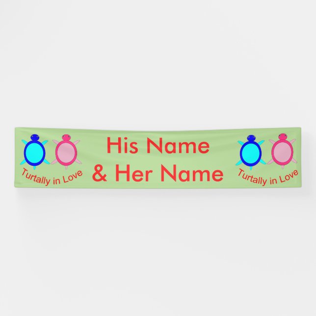 Niedlich Turtle Couple Personalisiert Banner (Horizontal)