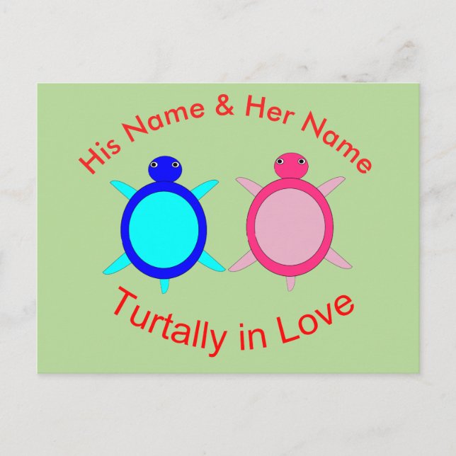 Niedlich Turtle Couple Personalisiert Postkarte (Vorderseite)