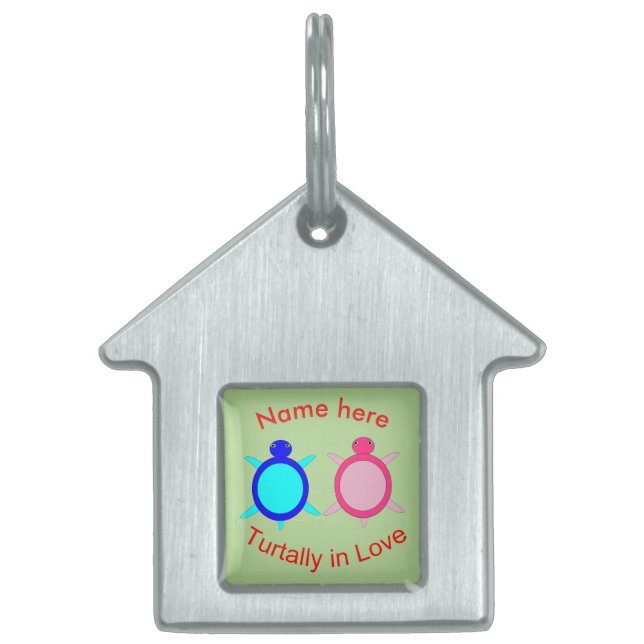 Niedlich Turtle Couple Personalisiert Tiermarke (Vorderseite)