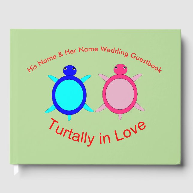Niedlich Turtle Couple Personalisiert Wedding Gästebuch (Vorderseite)