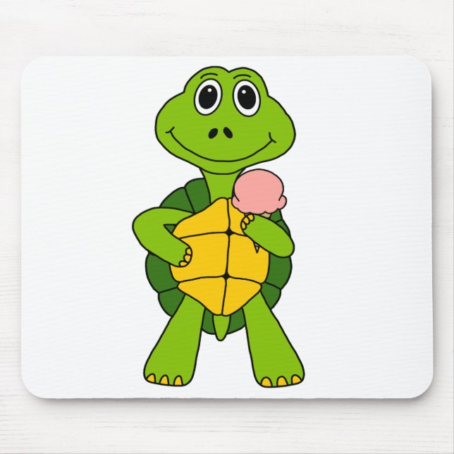 Niedlich Turtle Eating Ice Creme Cartoon Mousepad (Vorne)