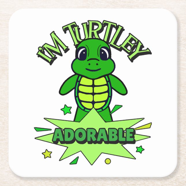 Niedlich Turtle Funny Zitat Turtley Adorable Rechteckiger Pappuntersetzer (Vorderseite)