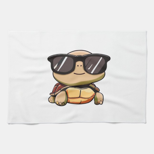 Niedlich Turtle Halloween 2023 Sonnenbrille Kostüm Geschirrtuch (Horizontal)