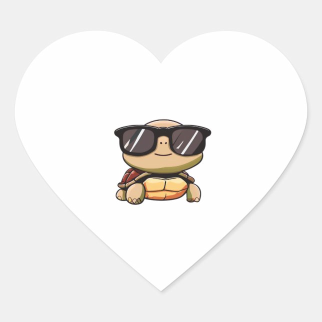 Niedlich Turtle Halloween 2023 Sonnenbrille Kostüm Herz-Aufkleber (Vorderseite)