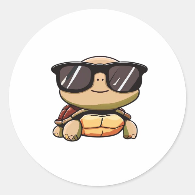 Niedlich Turtle Halloween 2023 Sonnenbrille Kostüm Runder Aufkleber (Vorderseite)