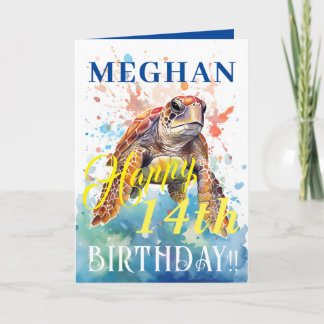 Niedlich Turtle Happy Birthday Feiertagskarte