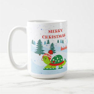 Niedlich Turtle Ice Skaten im Winter & Weihnachtsn Kaffeetasse