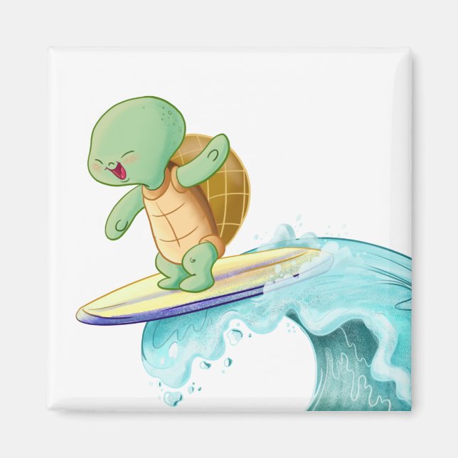 Niedlich Turtle Kawaii Square Magnet (Vorne)