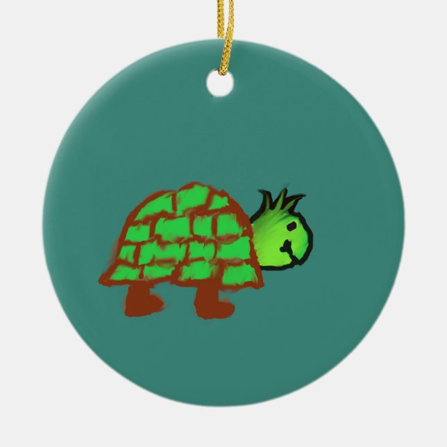 Niedlich Turtle Keramik Ornament (Vorne)