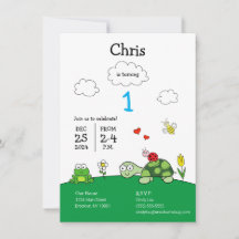 Niedlich Turtle Ladybug Geburtstagsparty Einladung