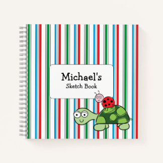 Niedlich Turtle Ladybug Stripe Spiral Notebook Notizbuch