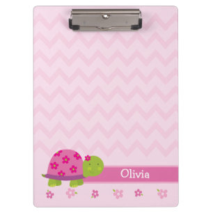 Niedlich Turtle Pink Personalisierte Zwischenablag Klemmbrett