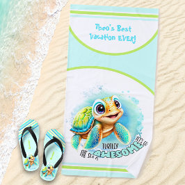 Niedlich Turtle Sommerurlaub Personalisierter Jung Strandtuch