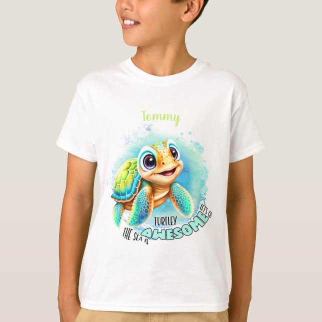 Niedlich Turtle Summer Name Boy T-Shirt (Vorderseite)