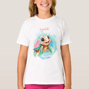 Niedlich Turtle Summer Name Girl T-Shirt