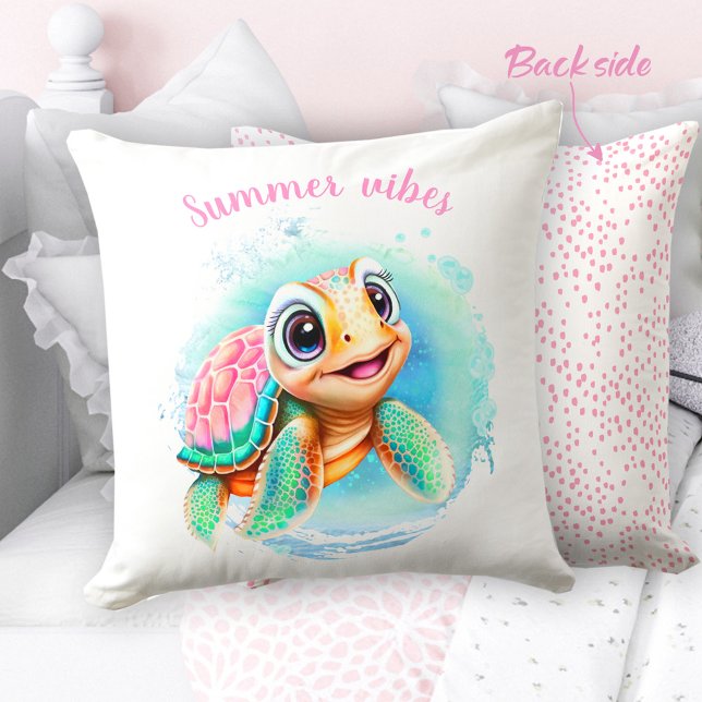 Niedlich Turtle Summer Personalisiert Kissen (Cute Turtle Summer Personalized Throw Pillow)