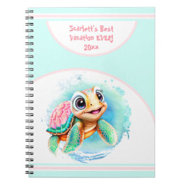Niedlich Turtle Summer Vacacation Name Journal Notizblock