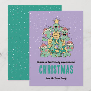 Niedlich Turtle Xmas Baum Ungeheuer Phantastische  Feiertagskarte