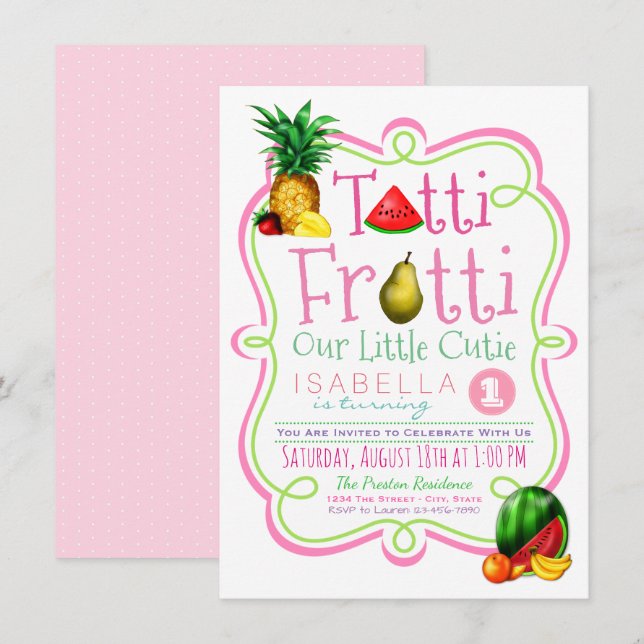 Niedlich Tutti Frutti Geburtstagsparty Einladung (Vorne/Hinten)