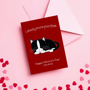 Niedlich Tuxedo Katze Klassenzimmer Valentine Mitteilungskarte