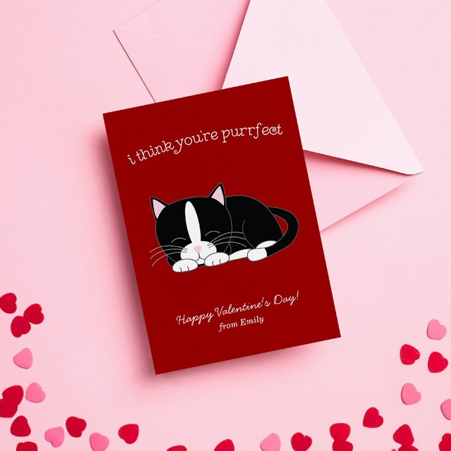 Niedlich Tuxedo Katze Klassenzimmer Valentine Mitteilungskarte (Von Creator hochgeladen)