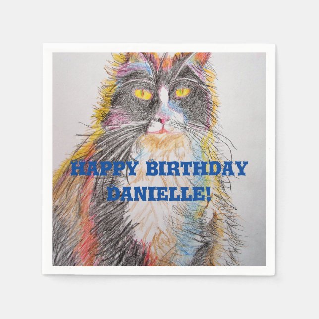 Niedlich Tuxedo Katze Tierdekoration Serviette Nap (Vorderseite)