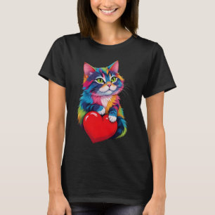Niedlich Tuxedo Katze Valentinstag Herzklopfen Lov T-Shirt