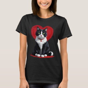 Niedlich Tuxedo Katze Valentinstag Herzklopfen Lov T-Shirt