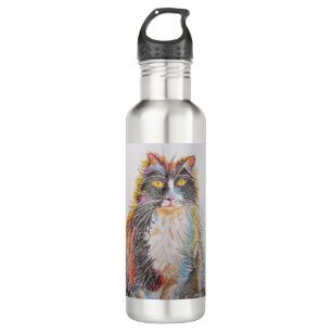 Niedlich Tuxedo Katze Zeichnend Kunst Katzen Edelstahlflasche