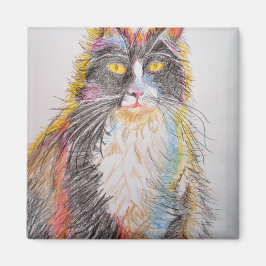 Niedlich Tuxedo Katze Zeichnend Kunst Katzen Magnet