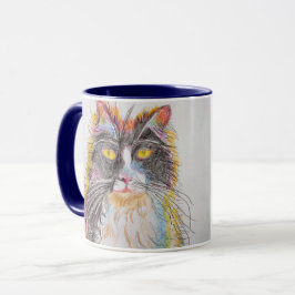 Niedlich Tuxedo Katze Zeichnend Kunst Katzen Tasse