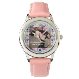 Niedlich Tuxedo Katzen Kinder Funny Cats Lila Armbanduhr