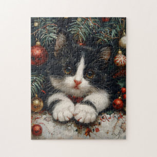 Niedlich Tuxedo Kitten Weihnachtskatze Puzzle
