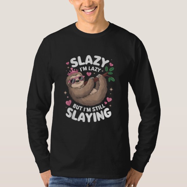 Niedlich Tween Girl Funny Animal Sloth Slay Meme T T-Shirt (Vorderseite)