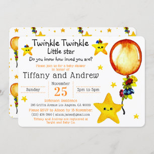 Niedlich Twinkle Twinkle Little Star Co-Babydusche Einladung