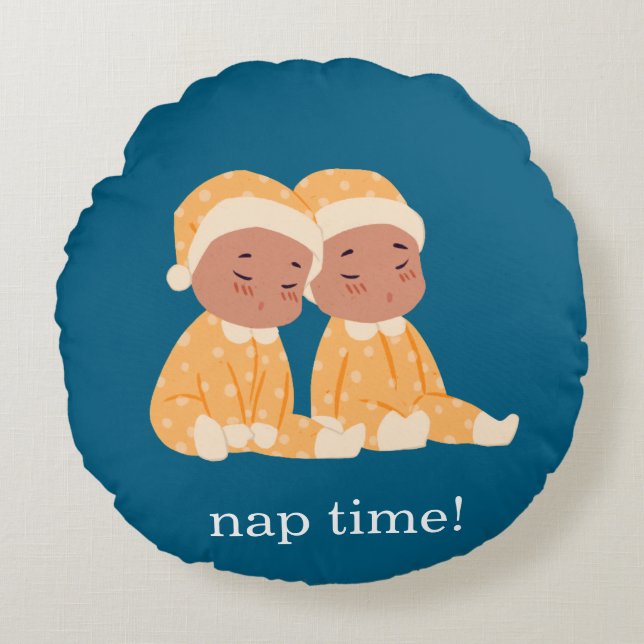 Niedlich Twins Kinderzimmer Rundes Kissen (Vorderseite)