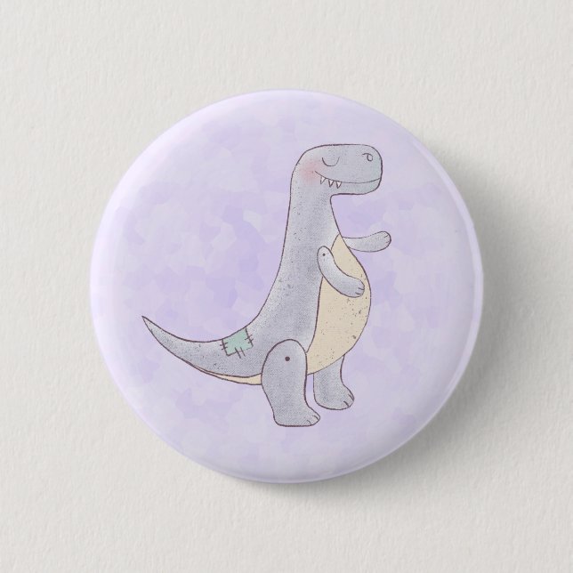 Niedlich Tyrannosaurus Rex Dinosaur Toy Button (Vorderseite)