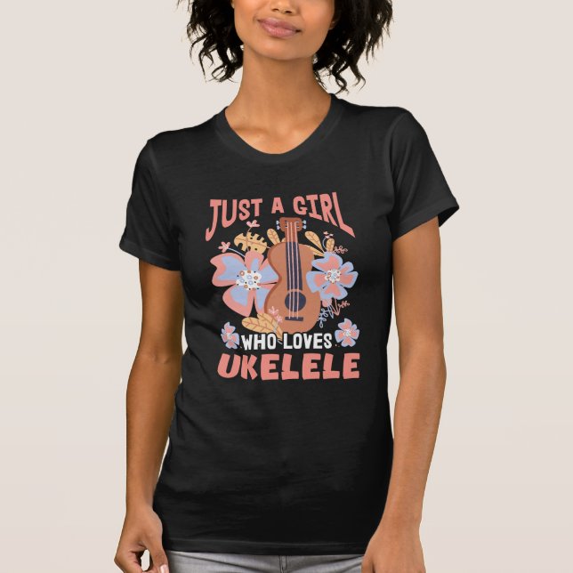 Niedlich Ukulele Girl Hawaii Musik Little Guitar U T-Shirt (Vorderseite)
