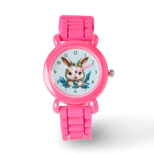 Niedlich und Adorable Kawaii Baby Bunny Armbanduhr (Vorderseite)
