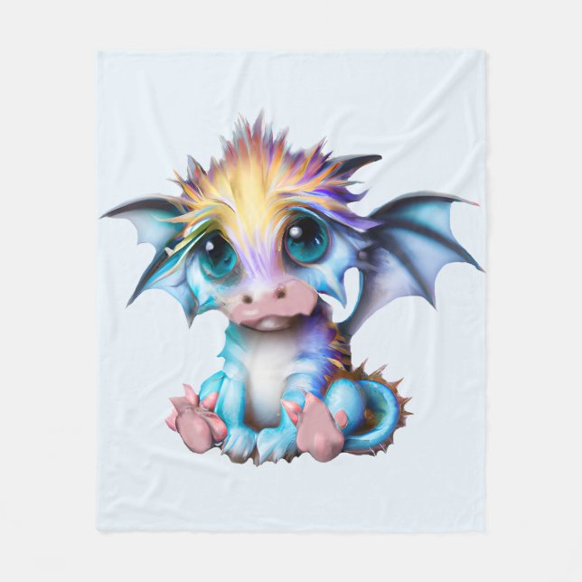 Niedlich und Adorable Kawaii Baby Dragon Fleecedecke (Vorderseite)