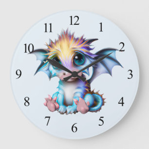 Niedlich und Adorable Kawaii Baby Dragon Große Wanduhr