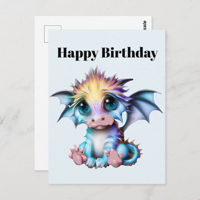Niedlich und Adorable Kawaii Baby Dragon Postkarte (Vorne/Hinten)