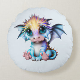 Niedlich und Adorable Kawaii Baby Dragon Rundes Kissen
