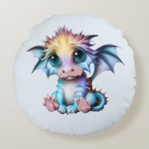 Niedlich und Adorable Kawaii Baby Dragon Rundes Kissen