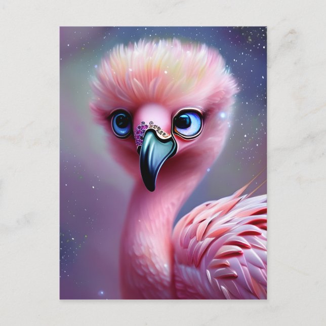 Niedlich und Adorable Kawaii Baby Flamingo Postkarte (Vorderseite)